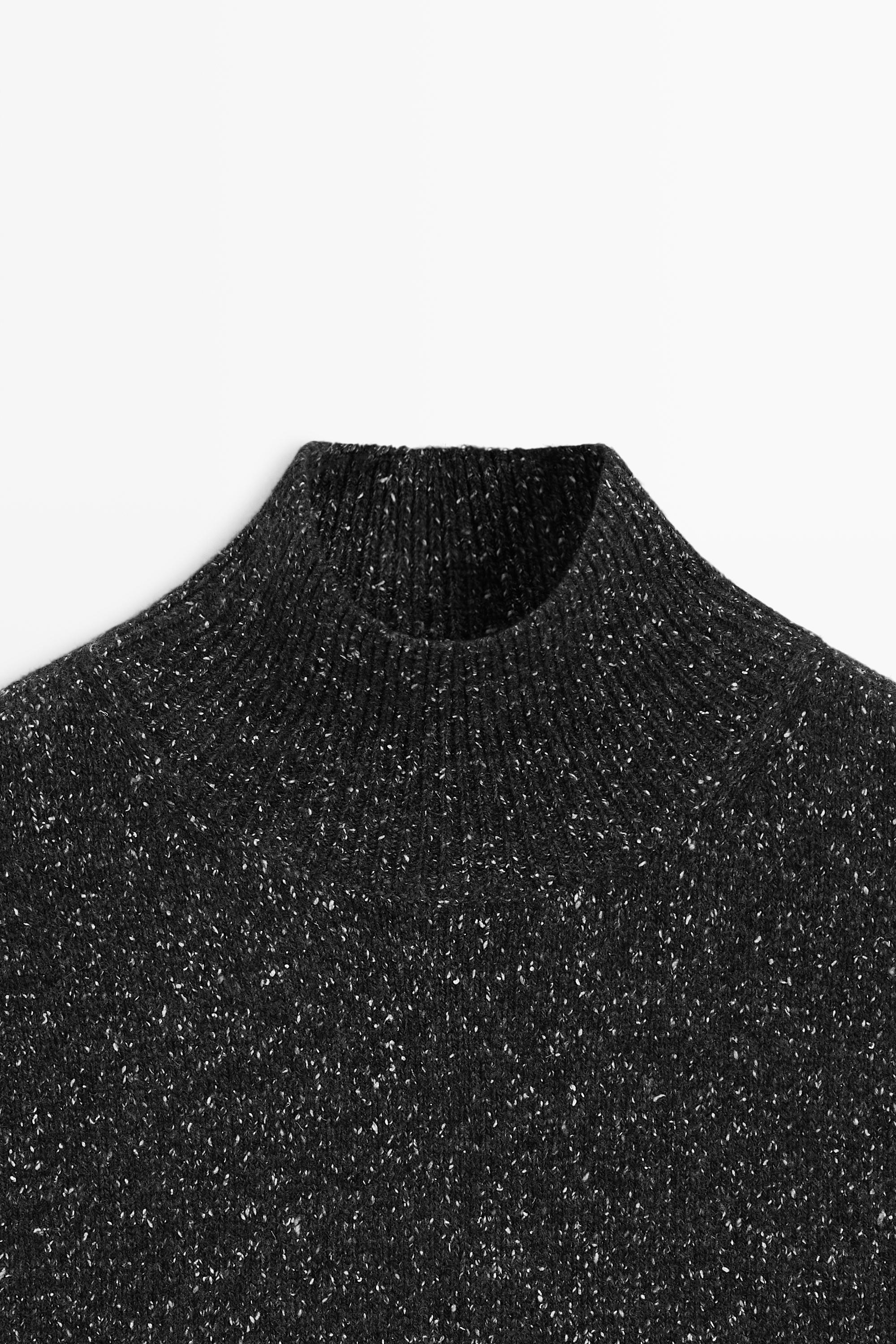 Wool-silk blend knit turtleneck vest