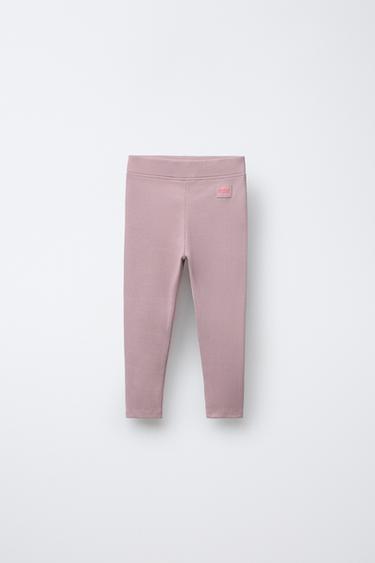 RIBBED LEGGINGS WITH LABEL - Beige-pink by Zara
