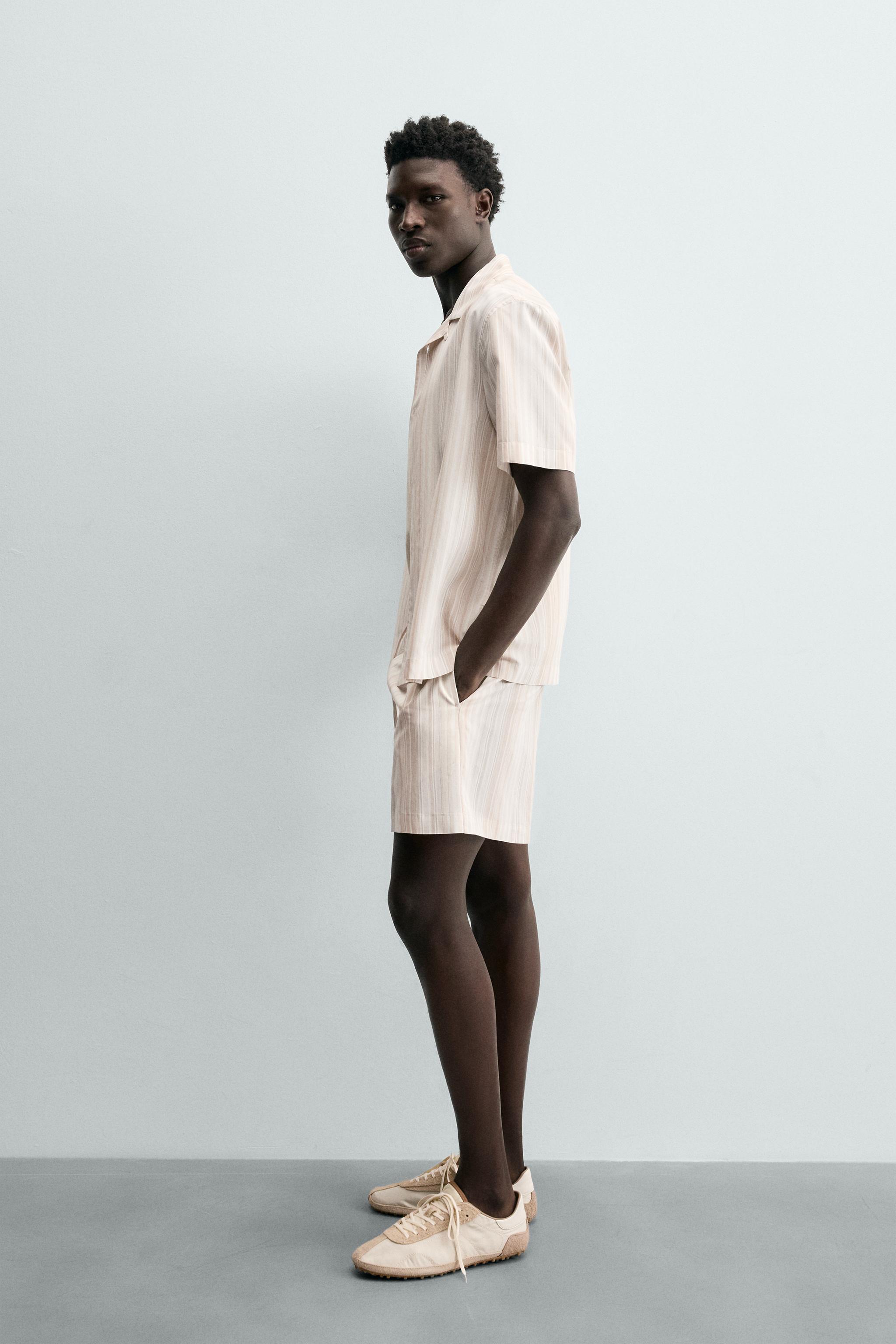 Мужские шорты Zara STRIPED RELAXED FIT SHORTS — фото 4