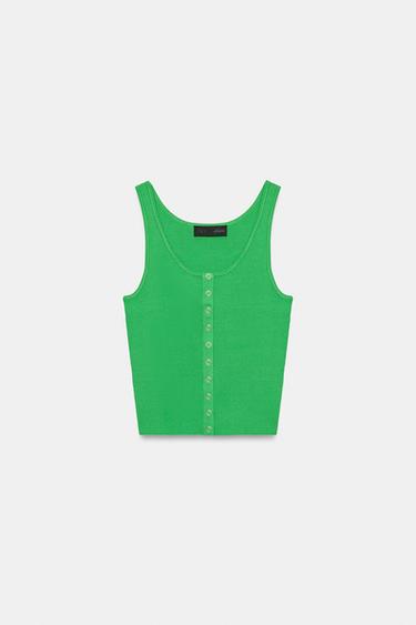 TOP PUNTO RIB - Verde de Zara