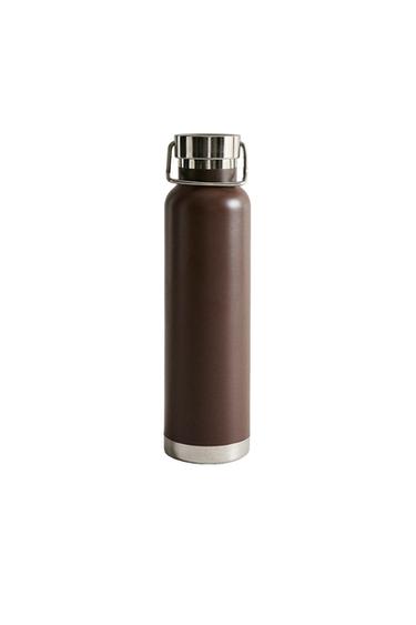 LACQUERED STAINLESS STEEL BOTTLE - Dark brown by Zara