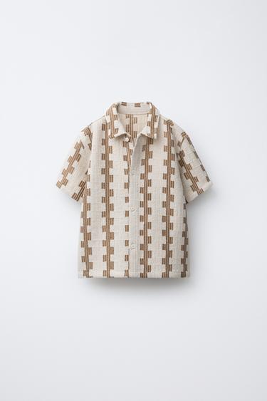 قميص بملمس بطبعة - بيج فاتح الخاص بـ Zara - صورة 0