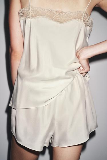 SHORT STYLE LINGERIE EN SOIE - Écru de Zara - Image 1