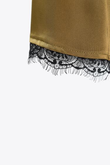SATIN BERMUDA SHORTS WITH LACE TRIM - Oil by Zara - Image 4