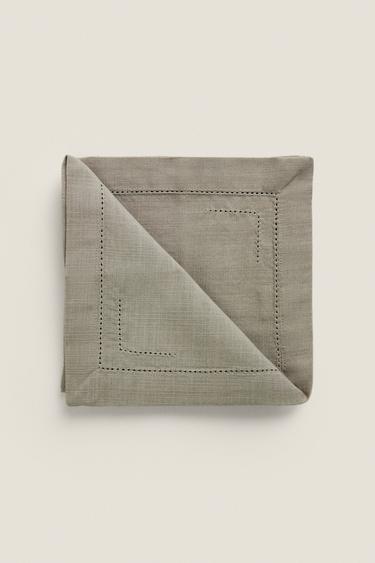 HEMSTITCHED COTTON NAPKINS (PACK OF 2) - Grey by Zara
