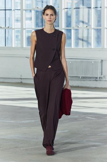 ZW COLLECTION BUTTONED WAISTCOAT TOP - Brown by Zara - Image 0