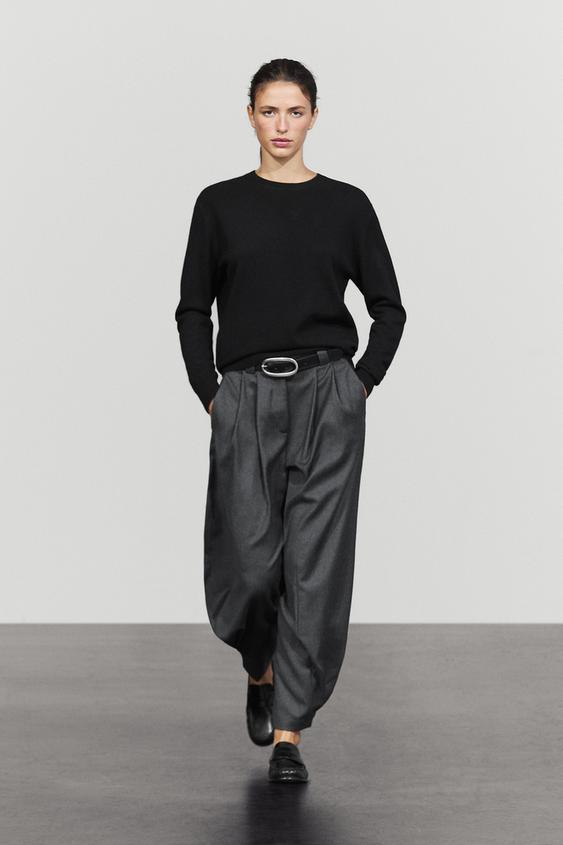 Zara Wool blend crew neck knit sweater - Black - Image 0