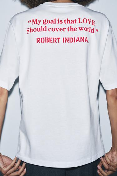 Zara CONTRAST TEXT T-SHIRT - White