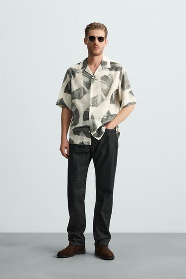 CAMISA ESTAMPADO GEOMÉTRICO - Negro / Blanco de Zara - Imagen 0