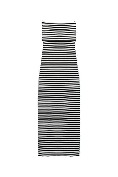 STRETCH KNIT STRIPED MIDI DRESS