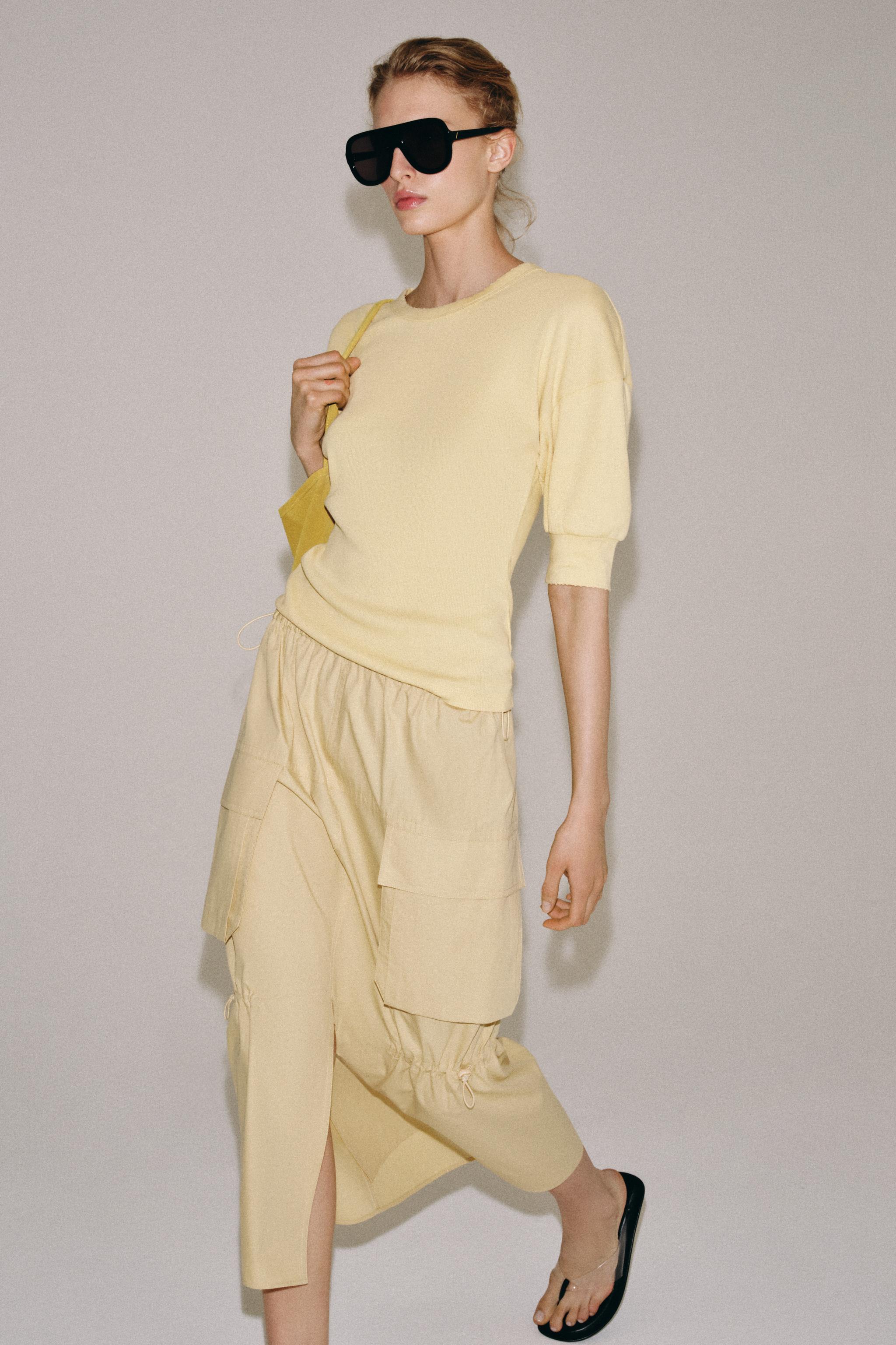 RIB KNIT VOLUMINOUS SLEEVE T-SHIRT