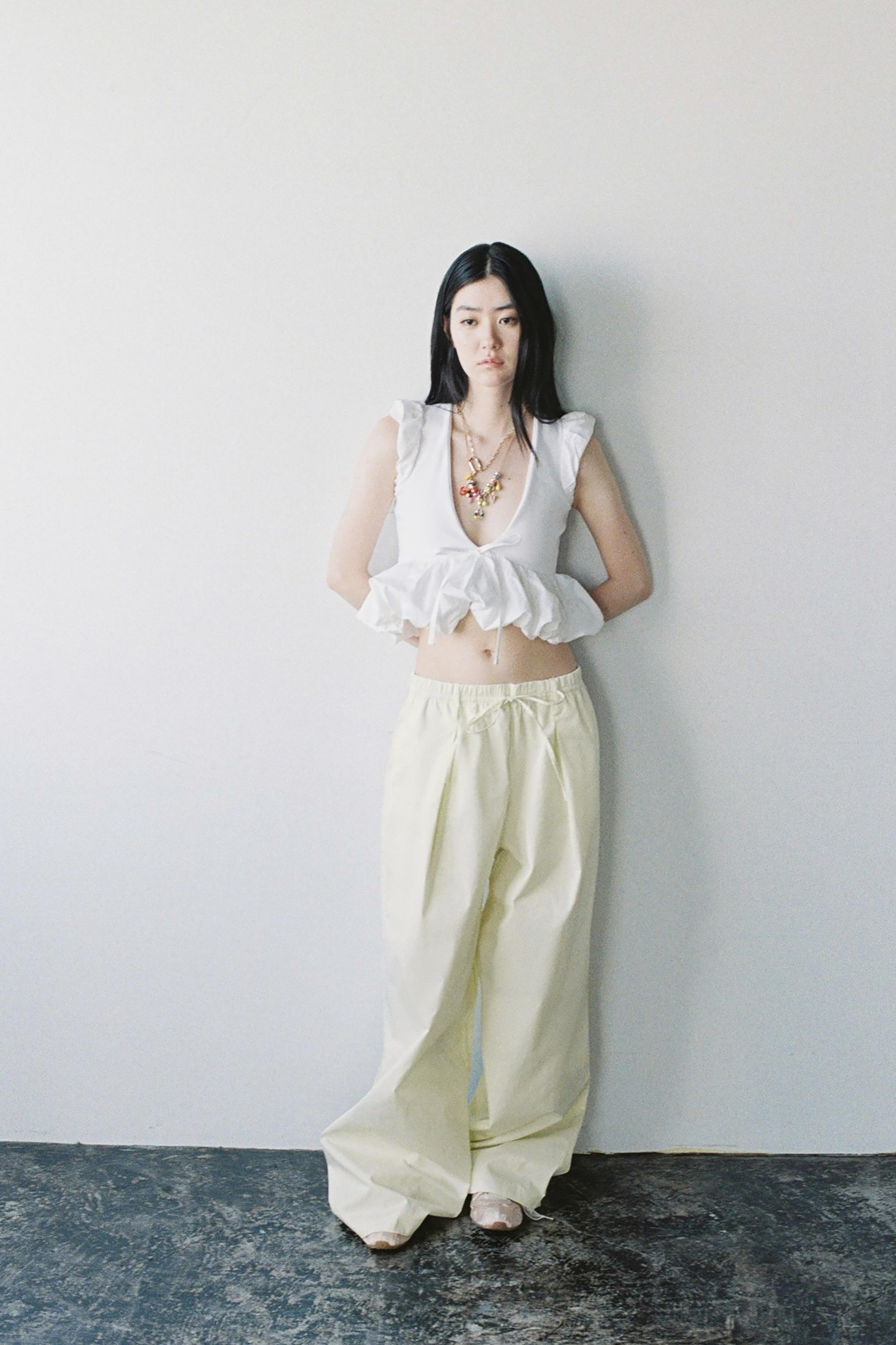 ☆ドイツ発*ZARA*新作*ストライプパラッツォパンツ/ECRU☆ ストライプパラッツォパンツ ZW COLLECTION - エクリュ | ZARA