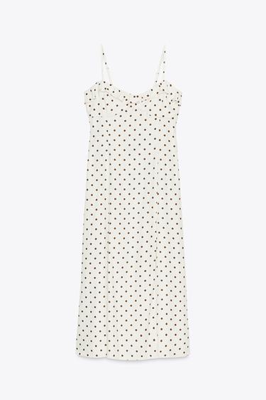 ROBE MIDI À POIS - Écru / Marron de Zara - Image 9