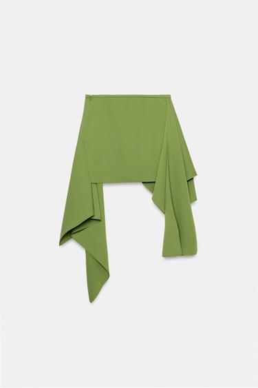 ZW COLLECTION ASYMMETRIC HEM MINI SKIRT - Green by Zara - Image 8