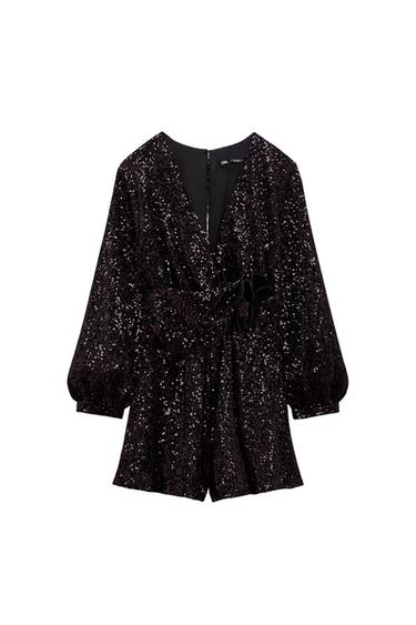 SEQUINED FLORAL PLAYSUIT
