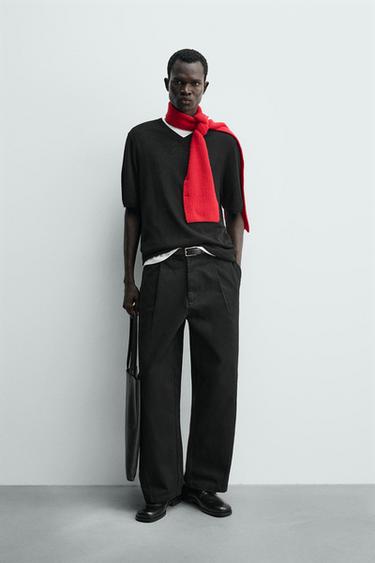 PANTALÓN RELAXED BALLOON FIT PLIEGUES - Negro de Zara - Imagen 0