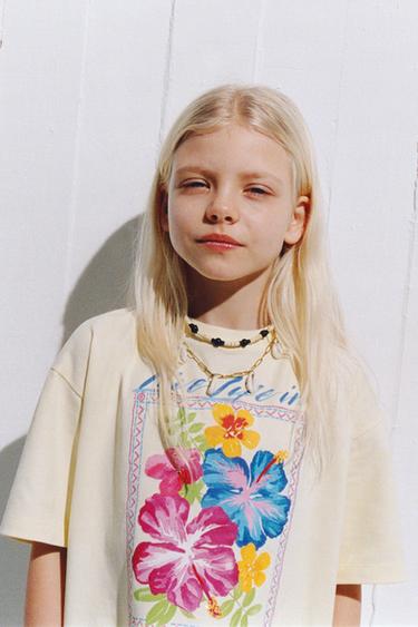 Zara PRINTED T-SHIRT - Yellow
