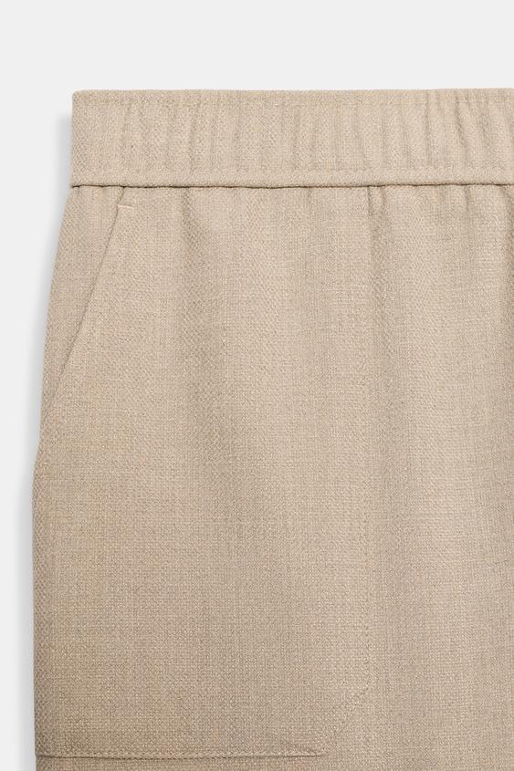 PANTALON À TAILLE ÉLASTIQUE - Sable / Chiné de Zara - Image 2