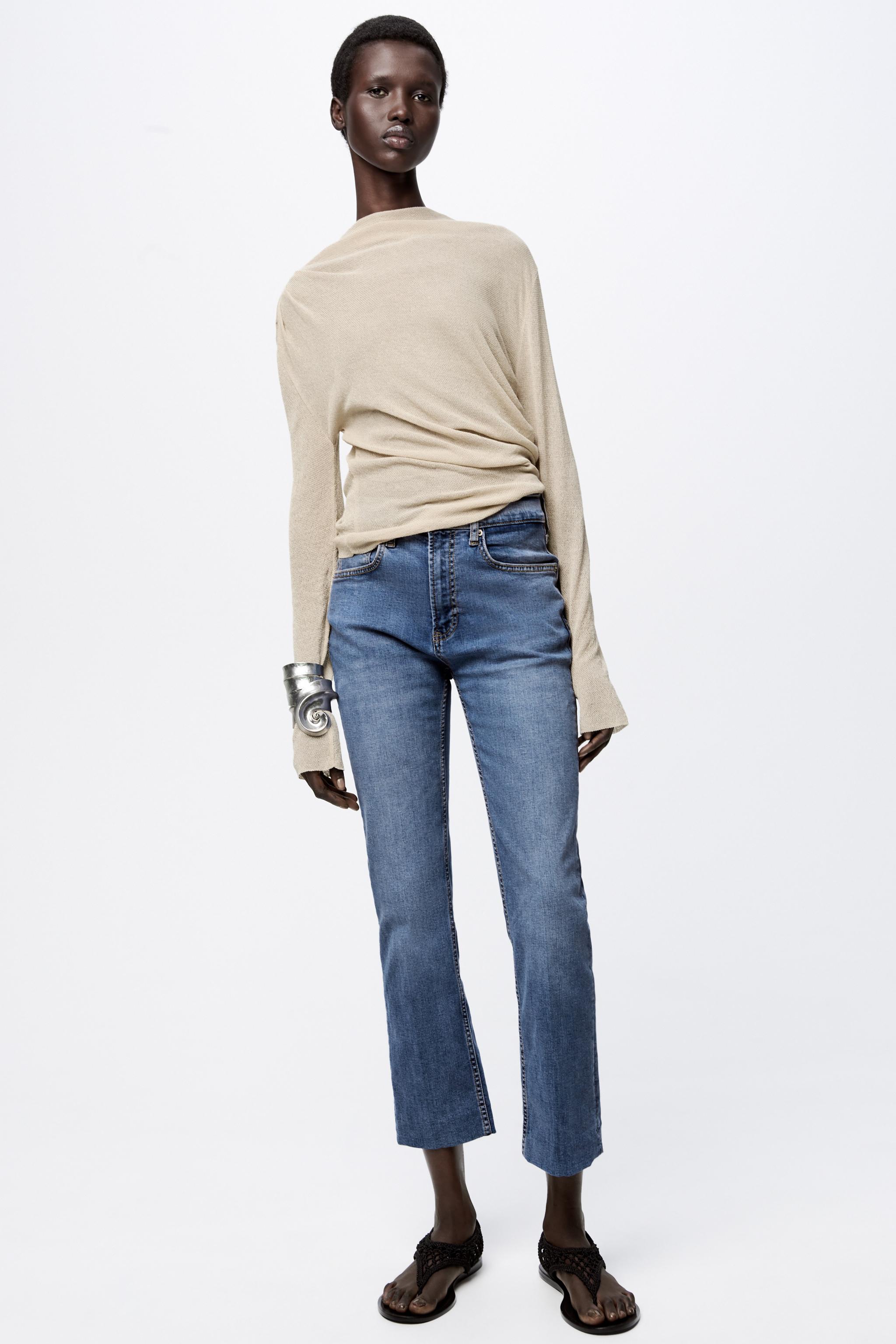 ZW COLLECTION BOOTCUT CROPPED ハイウエストデニムパンツ - ライト ...