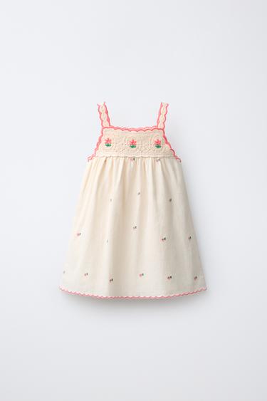 DRESS WITH CROCHET KNIT - Ecru by Zara