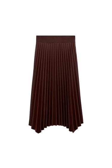 FAUX LEATHER PLEATED SKIRT