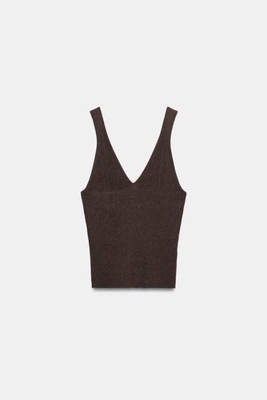TOP EN MAILLE À BRETELLES - Marron de Zara - Image 4