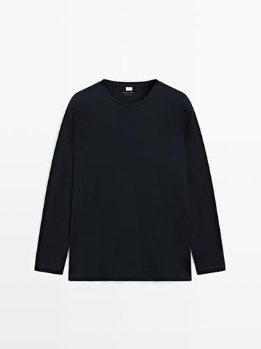 Zara 100% cotton striped pyjamas with long sleeve T-shirt - Blue - Image 0