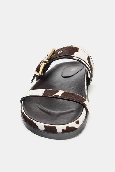 ANIMAL PRINT LEATHER SANDALS - Multicoloured by Zara - Image 3