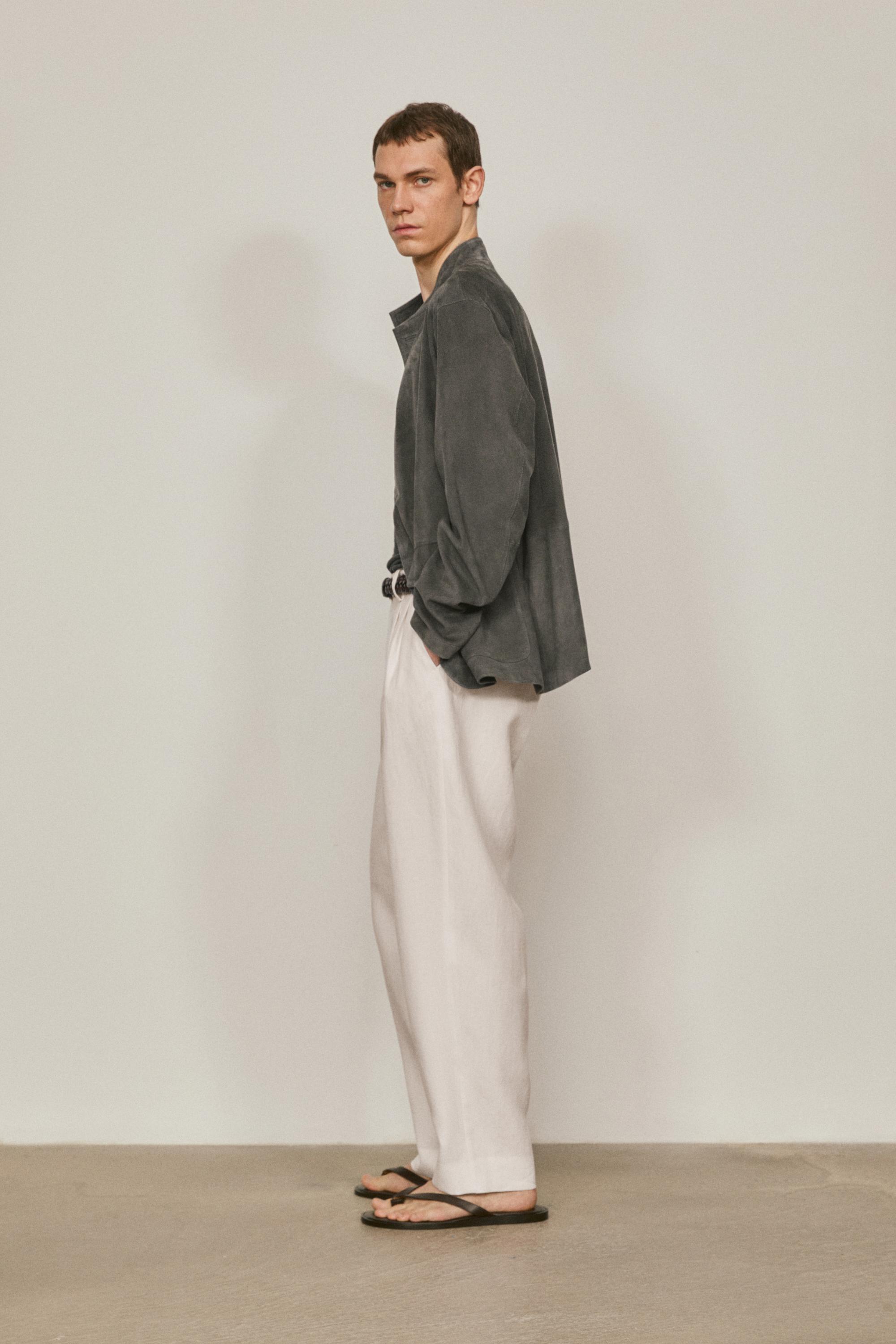 Suede leather overshirt with stand collar - LIMITED EDITION