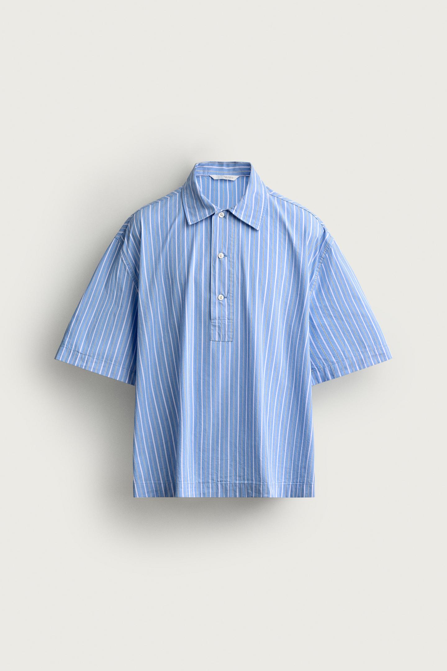 Мужское поло Zara Tomato Print Polo Shirt, цвет: Синий / Белый — фото 7