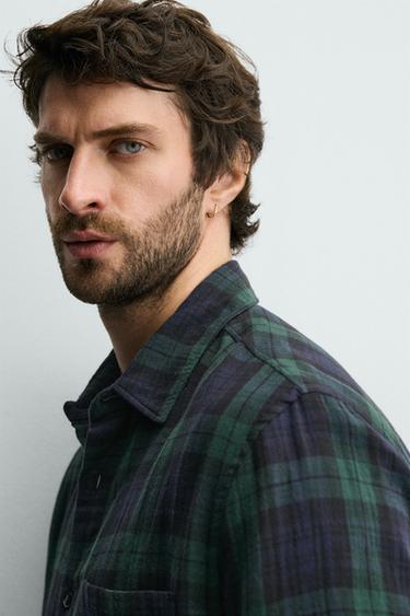 TEXTURED CHECK SHIRT - Blue / Green by Zara - Image 5