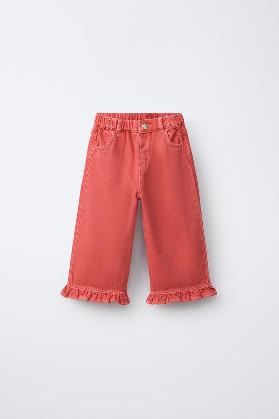 TWILL CULOTTES WITH RUFFLES - Red by Zara - Image 0