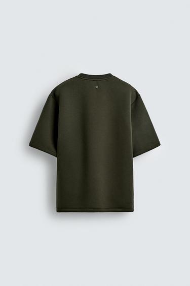 STUDDED NEOPRENE-EFFECT SWEATSHIRT - Dark green by Zara - Image 8