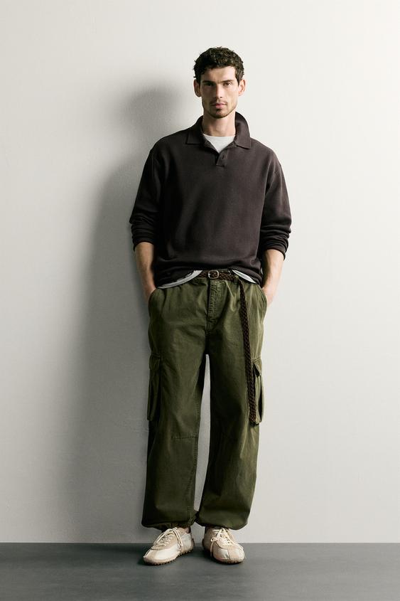 Zara SOFT KNIT POLO - Brown - Image 0