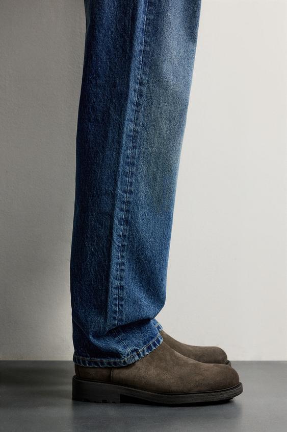 LEATHER TRACK BOOTS - Taupe Grey by Zara - Image 0