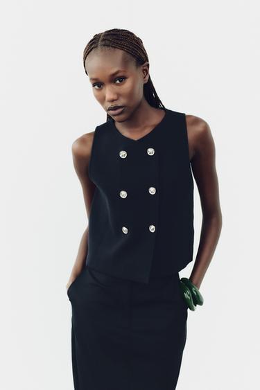 TOP CORTO PUNTO LISO - Marino de Zara