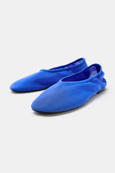 BALLERINES EN RÉSILLE - Bleu de Zara - Image 4