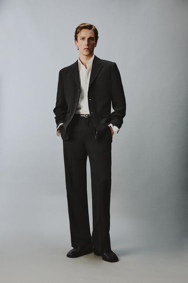 VESTE DE COSTUME RELAXED FIT VISCOSE ET LIN - Noir de Zara
