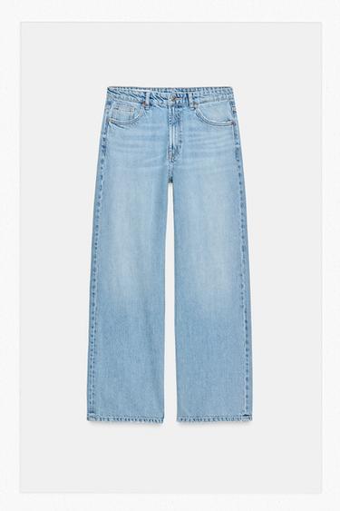 Zara TRF MID-RISE STRAIGHT LEG JEANS - Light blue