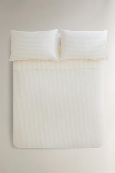 STRIPED WASHED COTTON DUVET COVER - Yellow by Zara