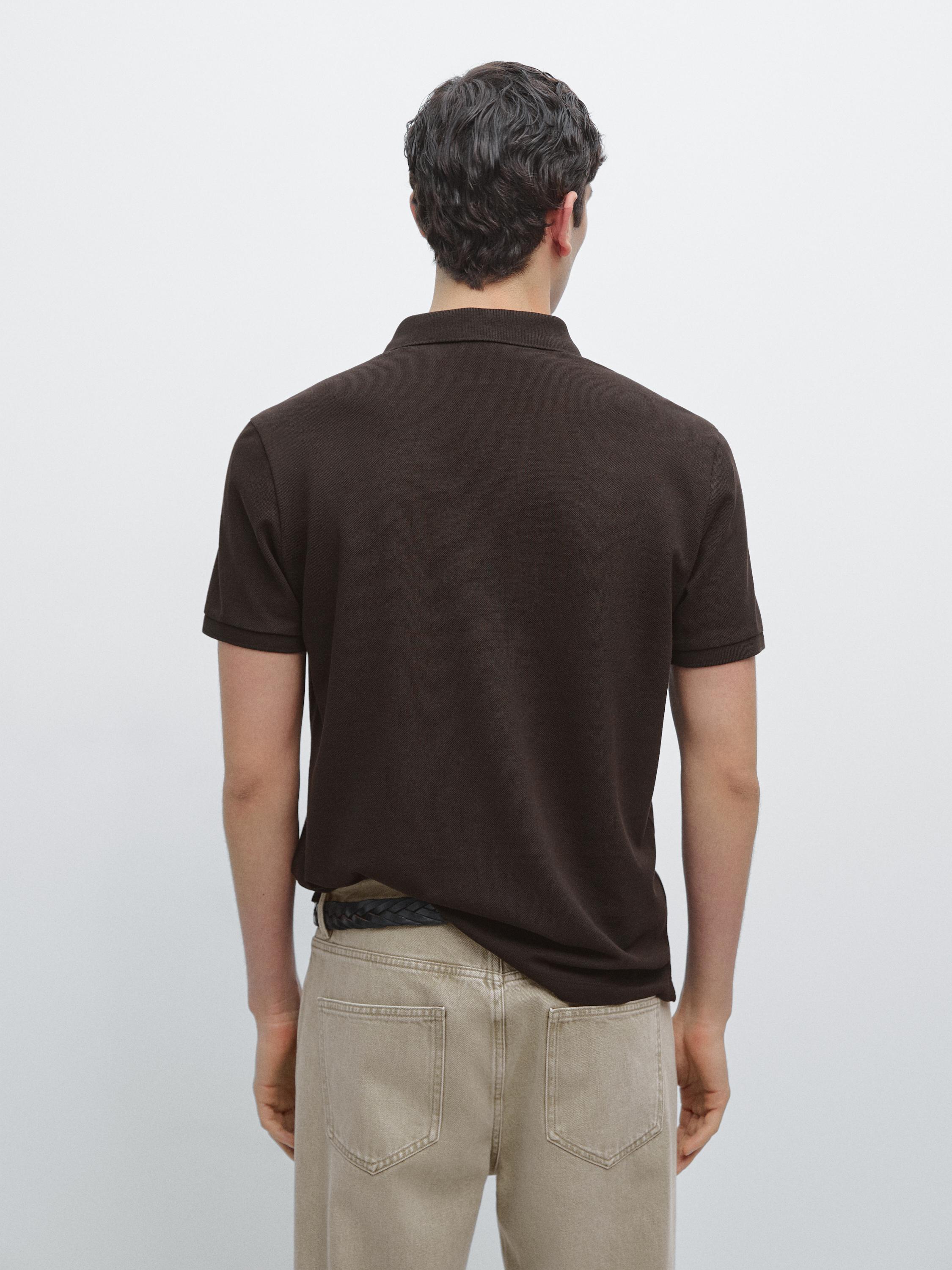 Micro textured cotton polo shirt