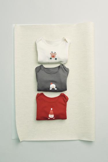 3ER-PACK BODYS MIT WEIHNACHTSMANN-, RENTIER- UND SCHNEEMANNMOTIVEN - Bunt von Zara