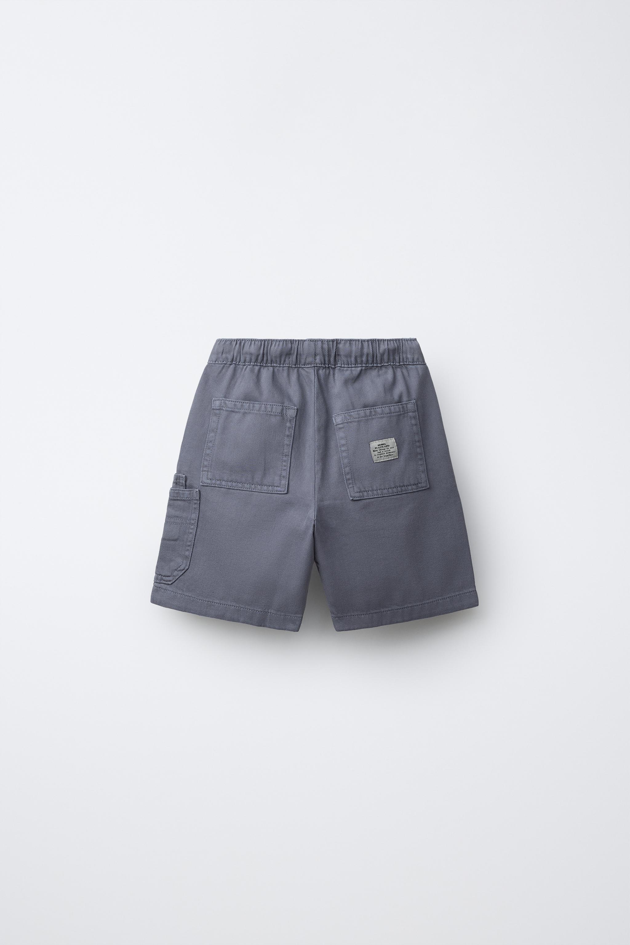 FLOWY TWILL CARGO SHORTS — Blue (alternate view)