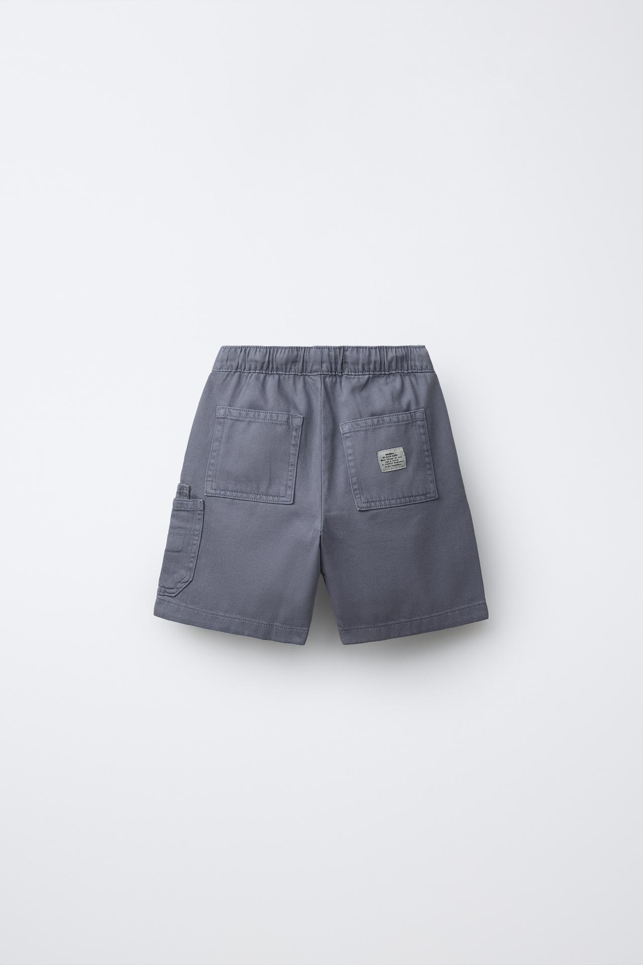 FLOWY TWILL CARGO SHORTS — Blue