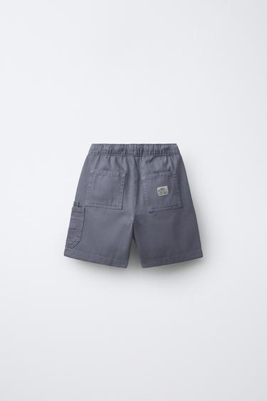 SHORT CARGO FLUIDE EN SERGÉ - Bleu de Zara - Image 1