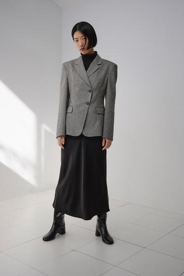 SATIN MIDI SKIRT - Black by Zara