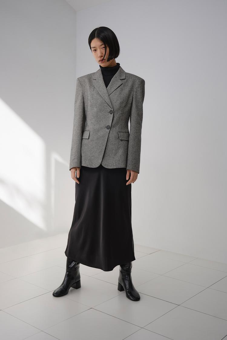 SATIN MIDI SKIRT