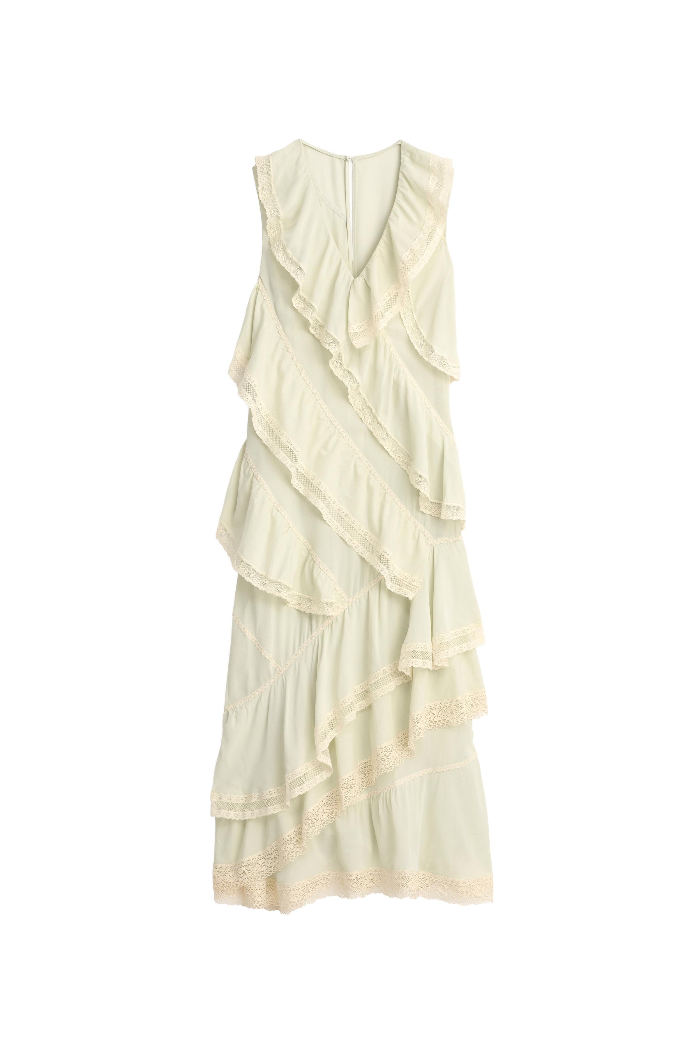green ruffle dress zara NEW Zara Green Faux Vegan Leather Sleeveless Button V-neck Ruffle Mini –  Brie main image 1