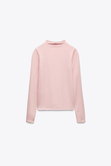 T-SHIRT COL MONTANT - Rose poudré de Zara - Image 3