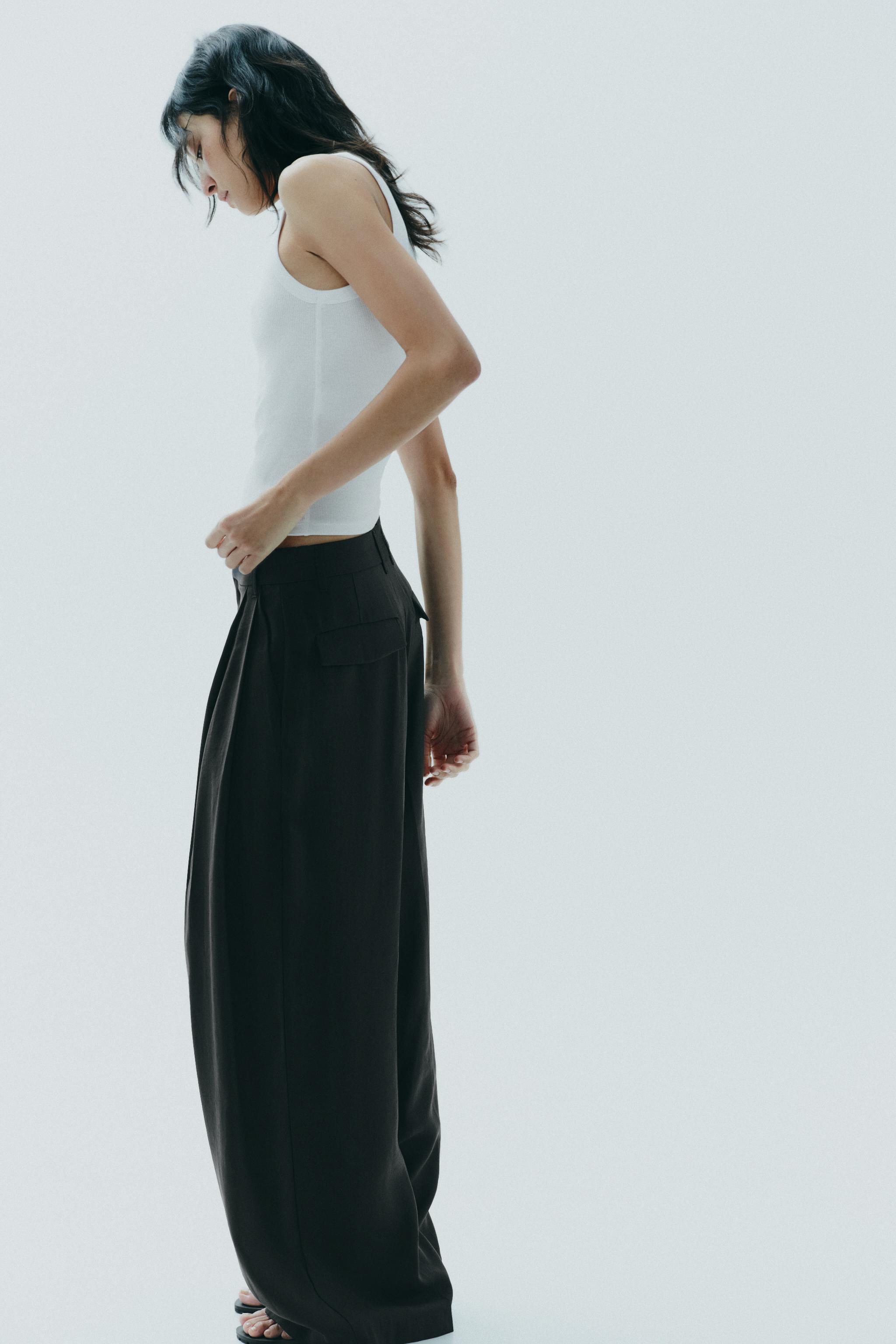 ダブルプリーツフラップパンツ - ブラック | ZARA Japan / 日本